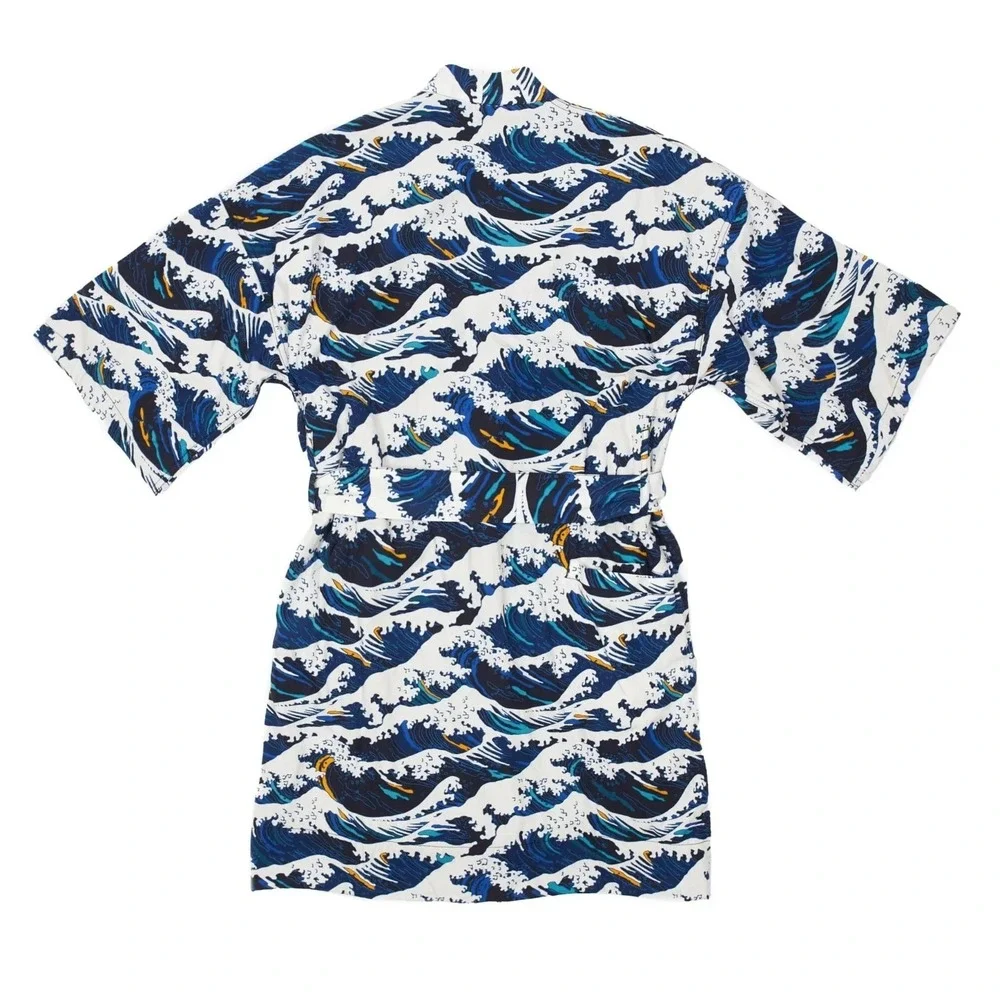 Mens El Garibaldi Robe California Cowboy Cortes Blue Waves Poolside Luxury S/M